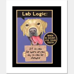 Cute labrador retriever dog with Yellow Labrador Holding Sign tee Posters and Art